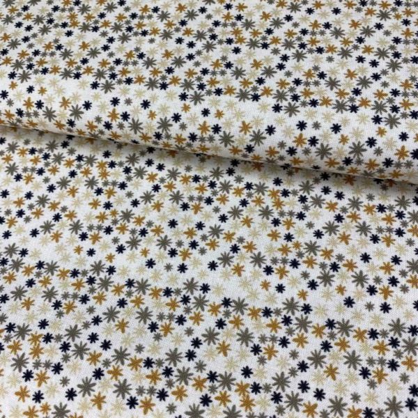 Algodón popelín de algodón 100% para creatividades de patchwork con estampado de asteriscos de colores fondo crudo