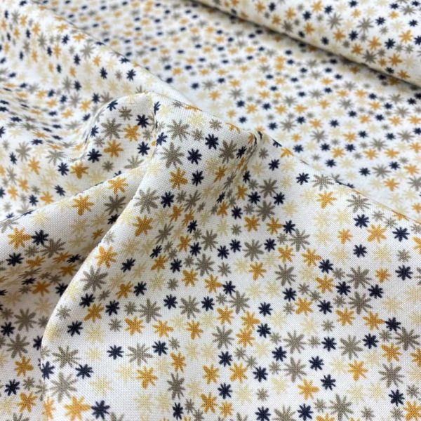 Algodón popelín de algodón 100% para creatividades de patchwork con estampado de asteriscos de colores fondo crudo