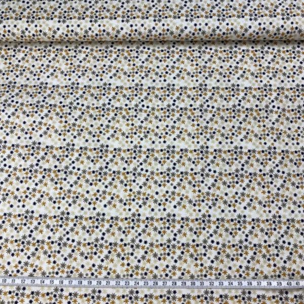 Algodón popelín de algodón 100% para creatividades de patchwork con estampado de asteriscos de colores fondo crudo