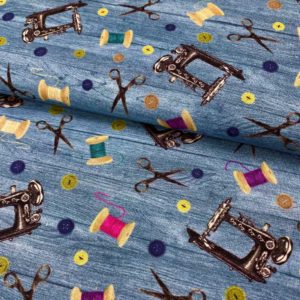 Algodón popelín de algodón 100% para creatividades de patchwork con estampado de máquinas antiguas