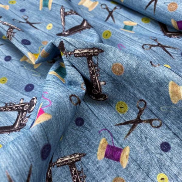 Algodón popelín de algodón 100% para creatividades de patchwork con estampado de máquinas antiguas