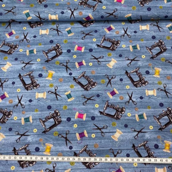 Algodón popelín de algodón 100% para creatividades de patchwork con estampado de máquinas antiguas
