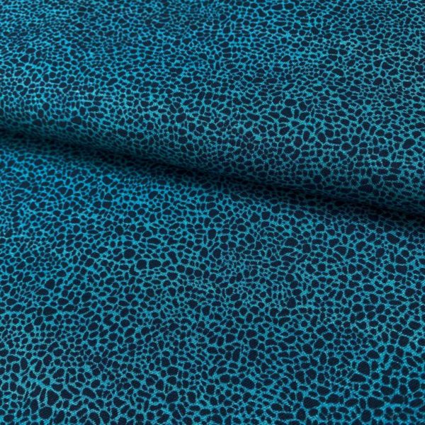 Algodón popelín de algodón 100% para creatividades de patchwork con estampado de piel de reptiliano en tono azul agua