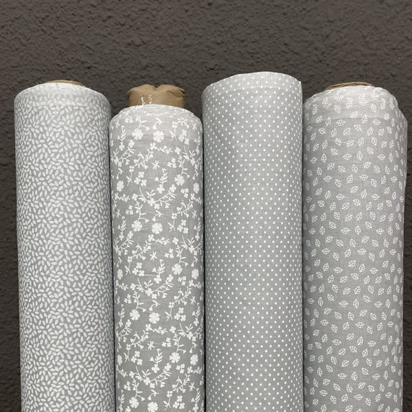 Algodón popelín de algodón 100% para creatividades de patchwork con estampado con estampados fondo gris