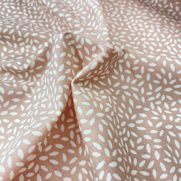 Algodón popelín de algodón 100% para creatividades de patchwork con estampado con estampados de pétalos blancos fondo rosa