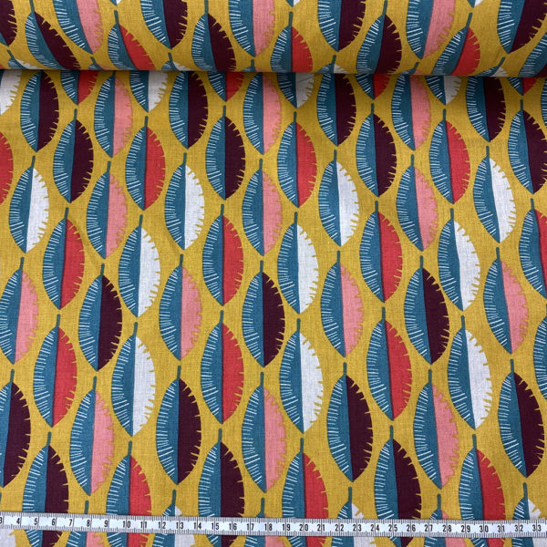Algodón popelín de algodón 100% para creatividades de patchwork con estampado con plumas de índio de colores
