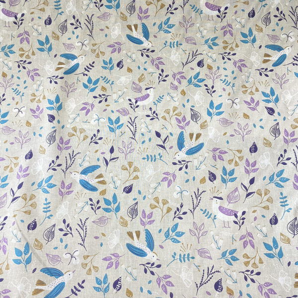 Algodón popelín de algodón 100% para creatividades de patchwork con estampado con estampado de hojas y primavera tonos lilas