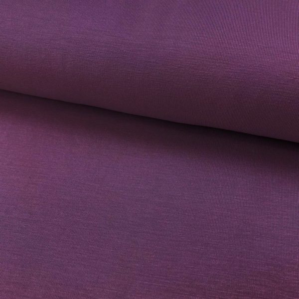 Tela de bambú con algodón tipo punto de camiseta lisa color violeta