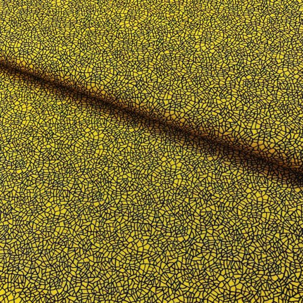Algodón popelín de algodón 100% para creatividades de patchwork con estampado de ala de insecto amarillo