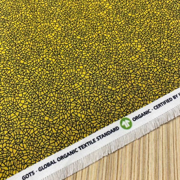 Algodón popelín de algodón 100% para creatividades de patchwork con estampado de ala de insecto amarillo