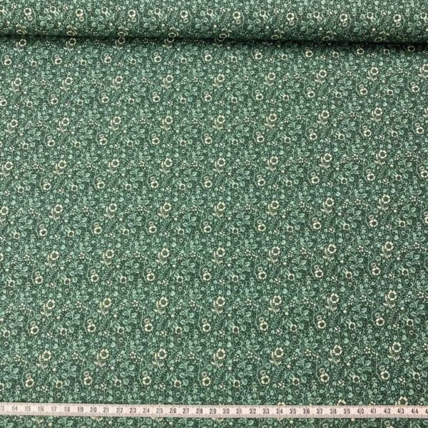 Algodón popelín de algodón 100% para creatividades de patchwork con estampado con flores fondo verde