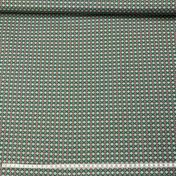 Algodón popelín de algodón 100% para creatividades de patchwork con estampado de mosaico con rombos