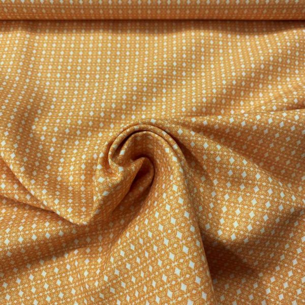 Algodón popelín de algodón 100% para creatividades de patchwork con estampado de mosaico en tonos naranja claro