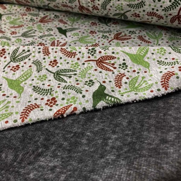 Sudadera de invierno estampado con una cara con una felpa muy fina con colibries verdes