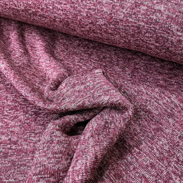 Tela de sudadera de invierno poliéster jaspeado rosa