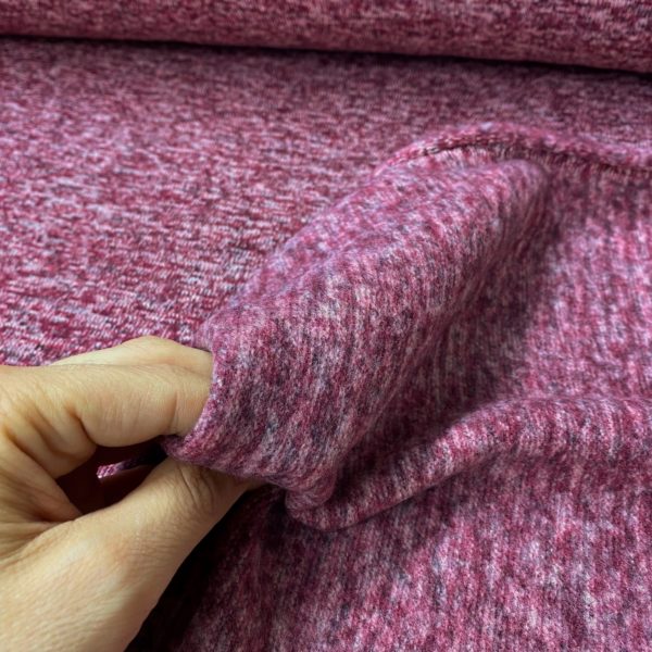 Tela de sudadera de invierno poliéster jaspeado rosa