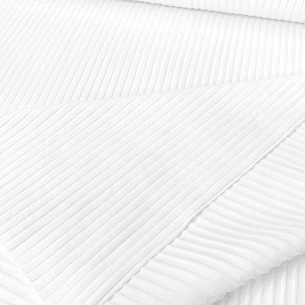Punto de algodón con canalé. Tejido suave, fino y elástico en color blanco