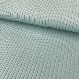 Punto de algodón con canalé. Tejido suave, fino y elástico en color mint
