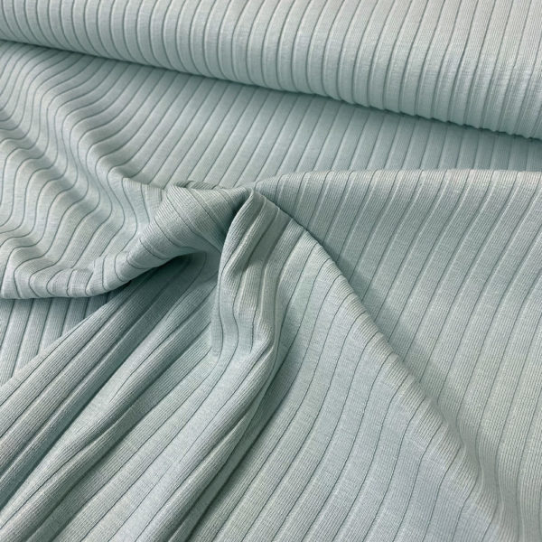 Punto de algodón con canalé. Tejido suave, fino y elástico en color mint