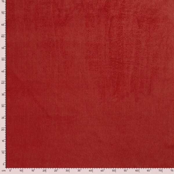 Pana 100% algodón de color rojo. Tejido de invierno con canalé ancho.