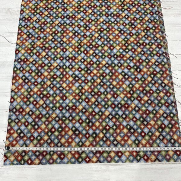 Tela de tapicería gobelino estampado con rombitos de colores