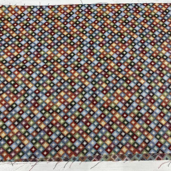 Tela de tapicería gobelino estampado con rombitos de colores