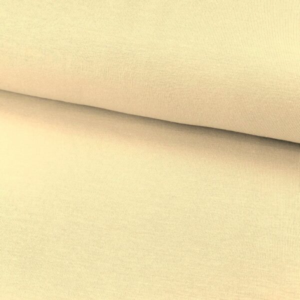 Tela de bambú con algodón tipo punto de camiseta lisa color beige clarito