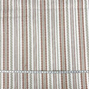 Retal de tela de tapicería gobelino estampado con cenefa en teja.