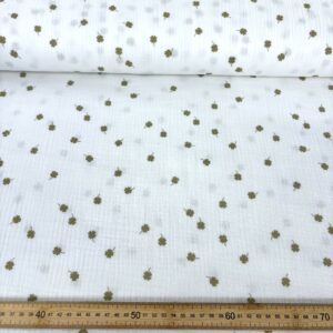 Muselina de algodón con diseño de tréboles verdes para costura y manualidades.