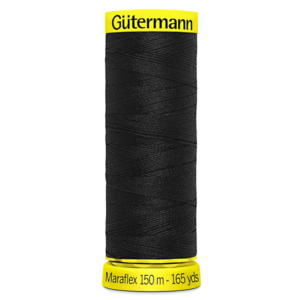 Hilo Maraflex Gütermann negro de 150 metros, para coser telas elásticas y tejidos de punto.