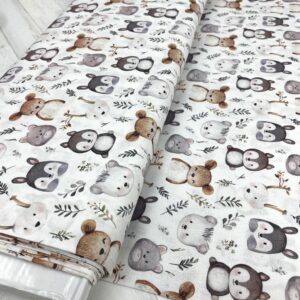 Papel de algodón con diseño de ositos y animales para lapiceros y manualidades infantiles.