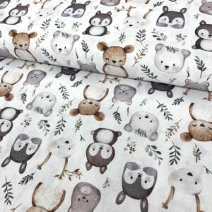 Algodón con estampado de ositos y elementos infantiles para lapiceros.