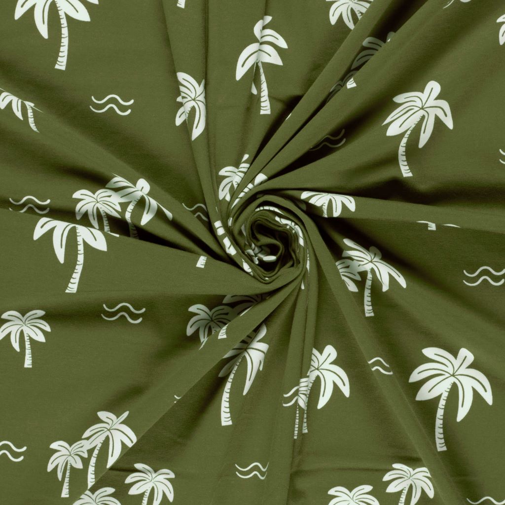 Punto algodón palmeras verde militar - Image 2