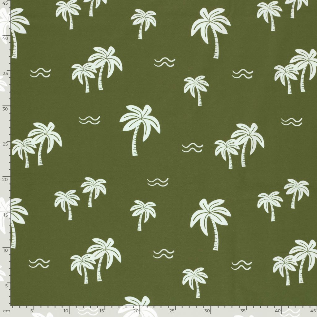 Punto algodón palmeras verde militar - Image 3