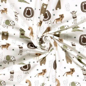 Cortina infantil con diseño de animales de safari y estrellas, ideal para decorar habitaciones infan.